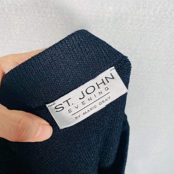 St John Skirt Womens 10 Black Santana Knit Pull On Pencil Quite Luxury Old Money - Picture 4 of 9